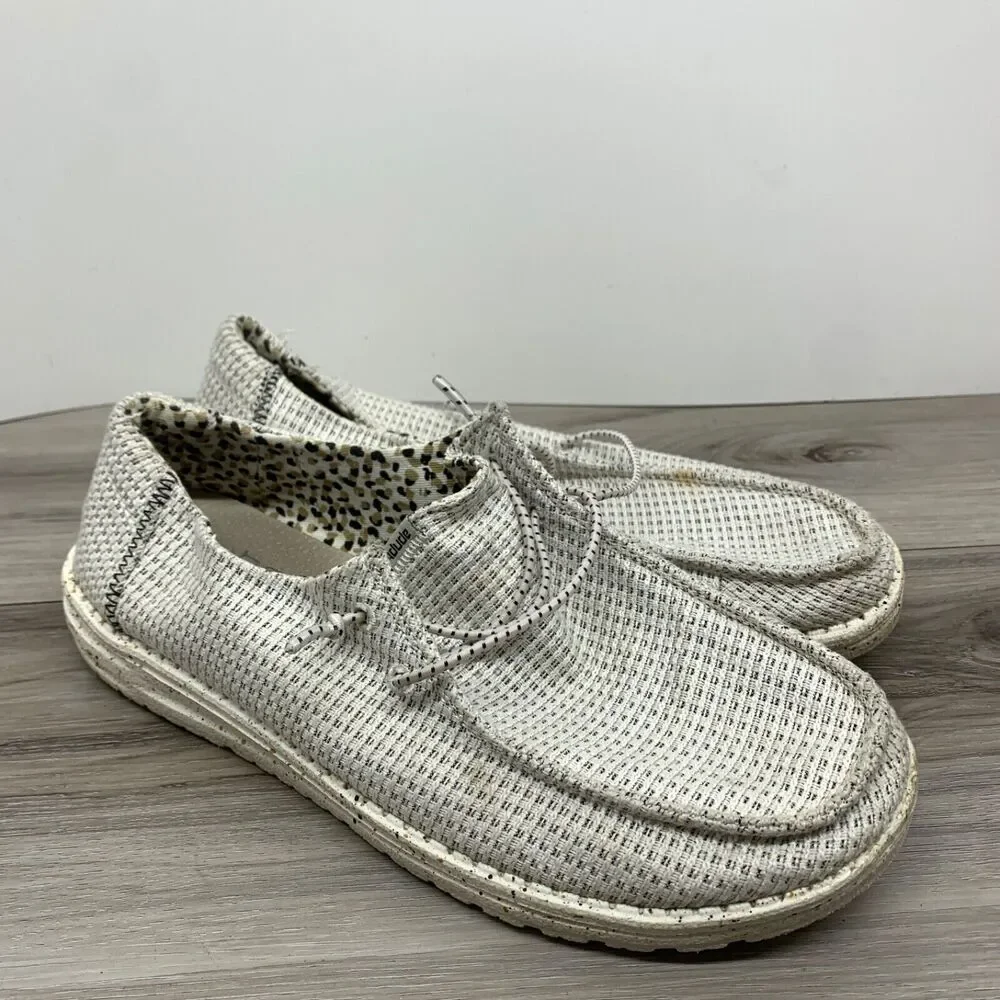 Hey Dude Wendy White Sahara Size 8 EU 39 Comfort Slip On Shoes